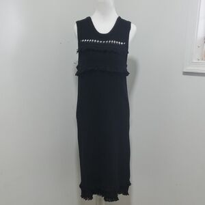J. Crew Black Midi Dress with Fringe Detail